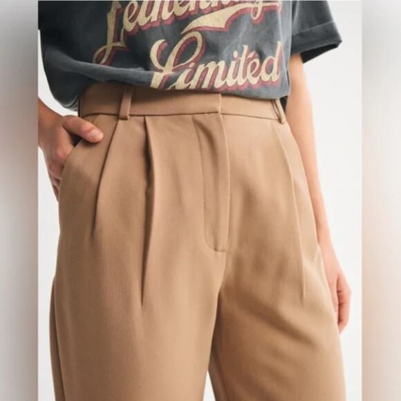 ABERCROMBIE & FITCH Sloane Tailored Pant Tan Wide Leg Sz 28/6S NWT $90 {GG29} - Picture 4 of 11